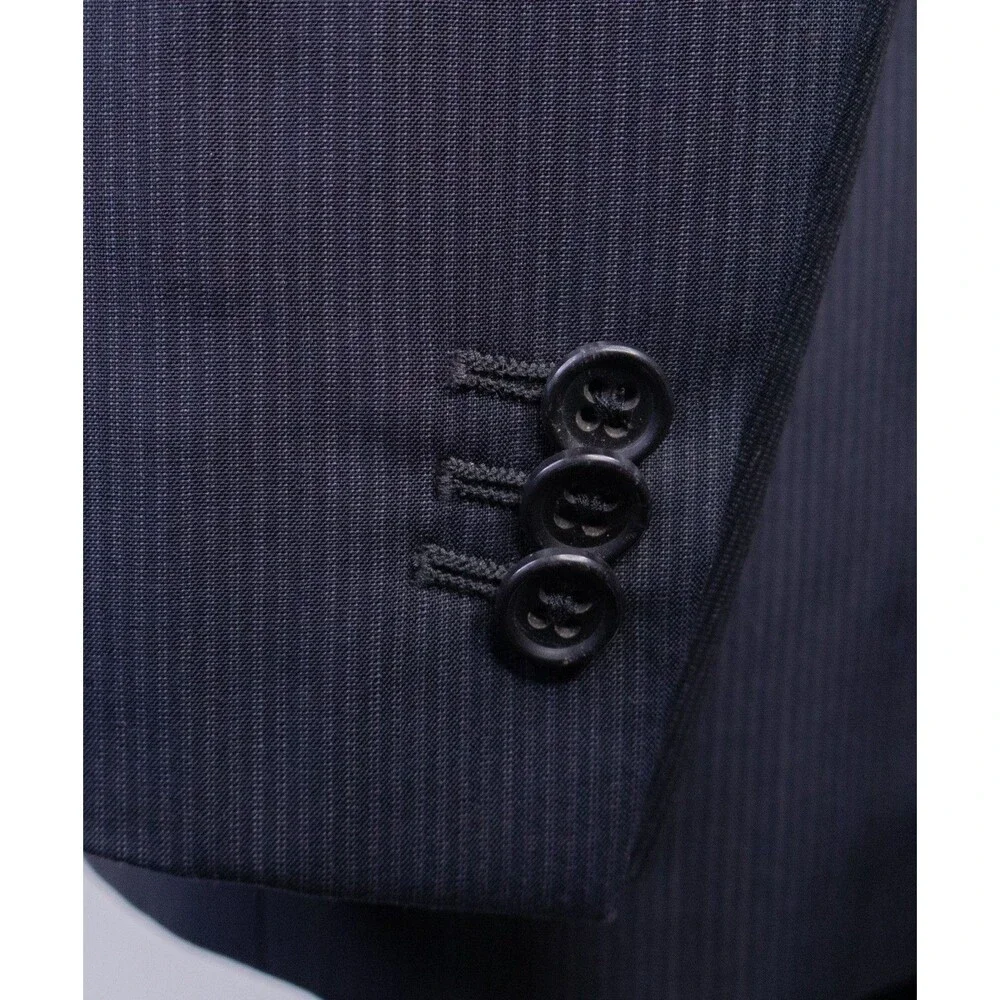 Banana Republic Blazer Mens 42L Blue Pinstripe Wool/Silk Blend Sport Coat Jacket